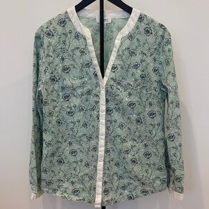 Women's Mint Floral Button-Front Pajama Top